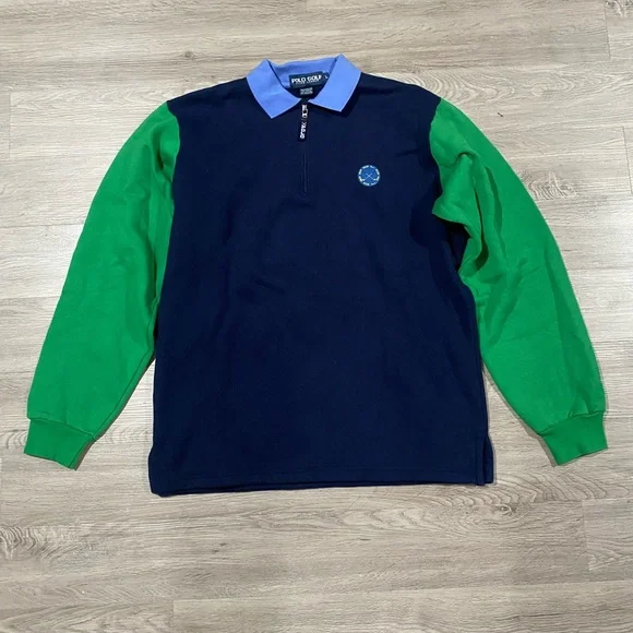 Polo Golf Men’s Pullover Colorblock Polo Sweater‎ Large Blue Green - Picture 5 of 9